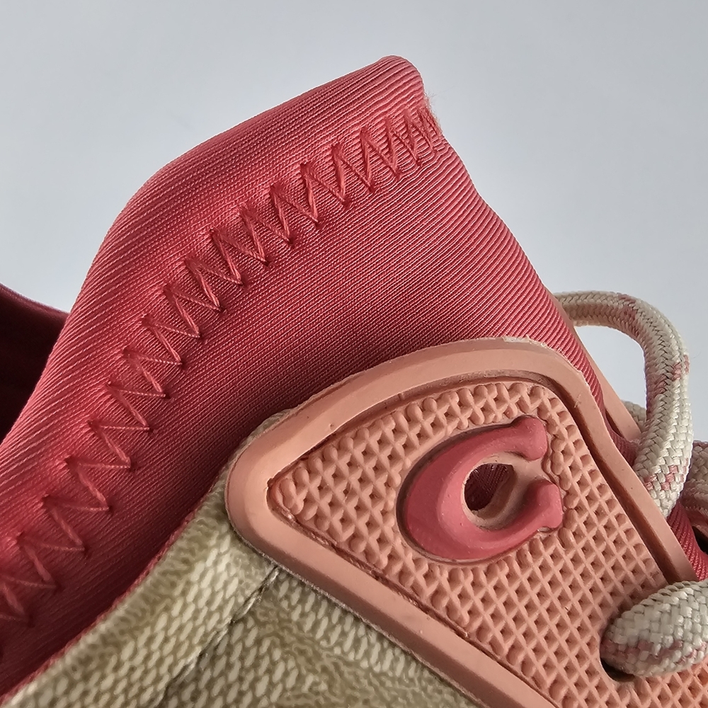 Coach Signature 270 Shoes Women's Size 10 Tech Runner Tan Pink Lace Up Sneakers - Picture 13 of 16